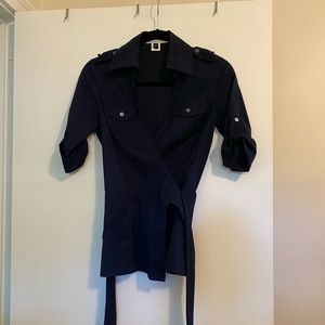 Diane von Furstenberg navy wrap blouse